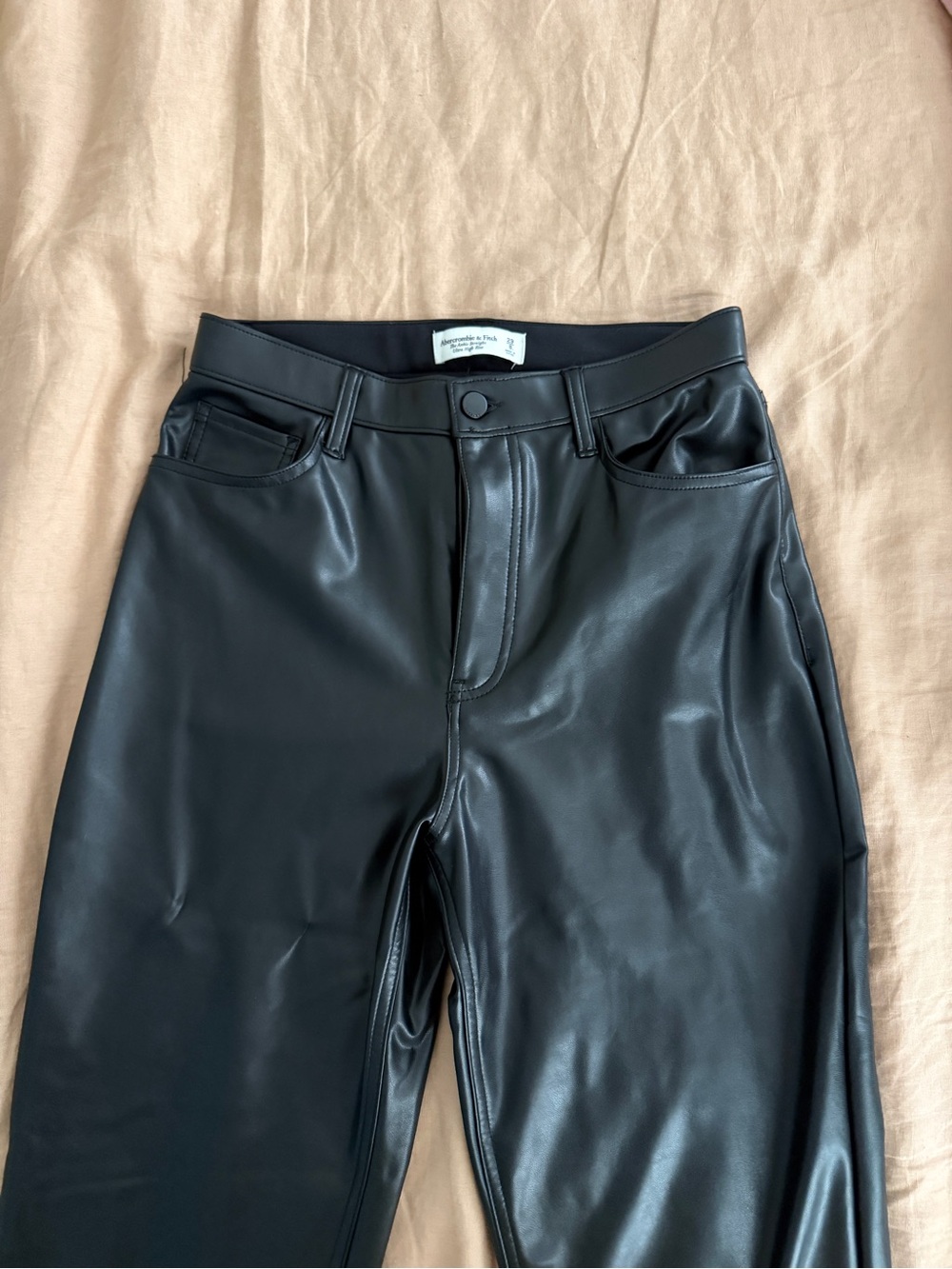 Abercrombie Black Faux Leather women’s pants
